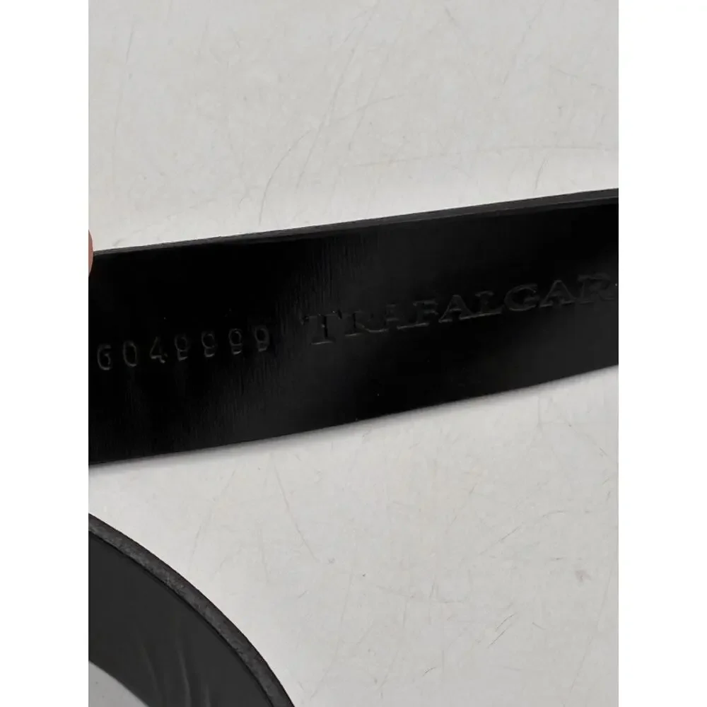 Trafalgar Black Croc Embossed Belt Silver Tone Buckle Size 42